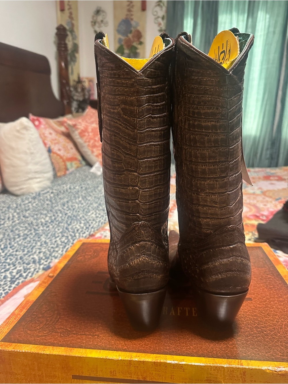 Corral Limited edition Brown full caiman lHandcrafted women boots - Picture 8 of 9